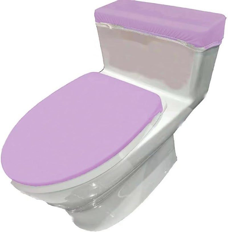 Madeals Velvet Toilet Lid Cover and Toilet Tank Lid Cover Fabric Cover for A Lid Toilet Tank Lavender - Image 1